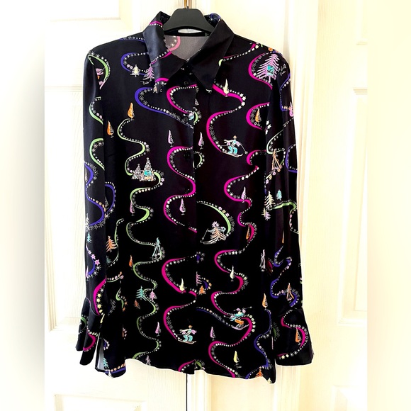 Emilio Pucci Black silk Shirt US12/UK14 Preowned - Picture 2 of 7